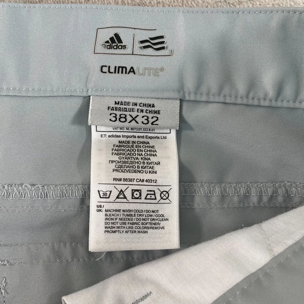 Adidas Climalite Golf Pants Men 38x32 Gray Active Perfomance Chino‎ Back Logo